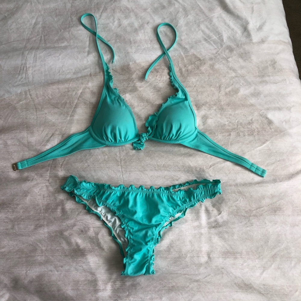 Victoria’s Secret Turquoise Ruffle Bikini Set